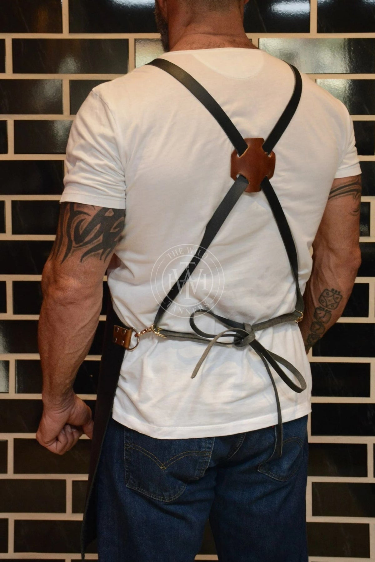 Leather Bartender Aprons with Bottle Holder, view 4