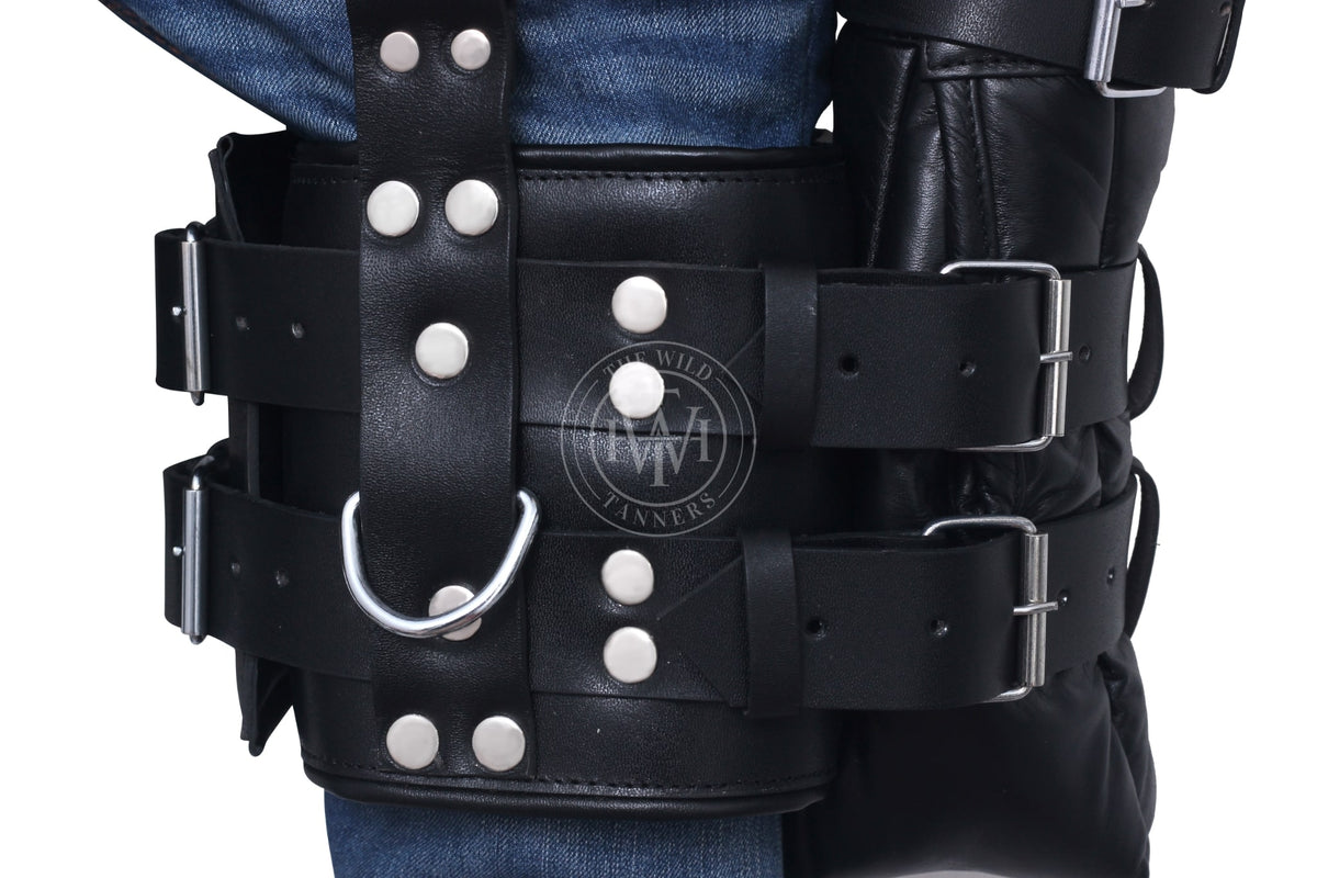 Black Leather Bondage Waist Restraints Belt, view 5