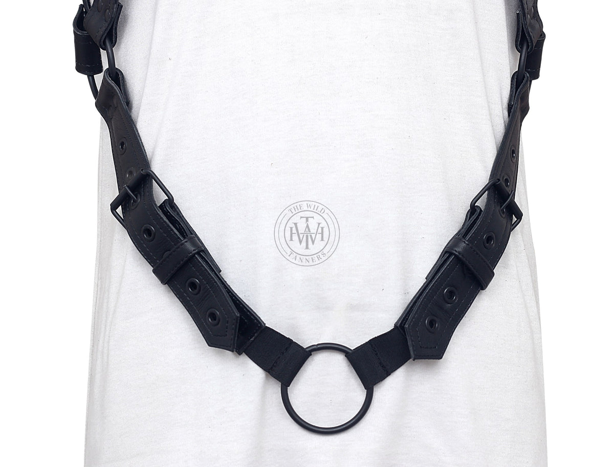 Leather bondage harness and jockstrap set, view 5