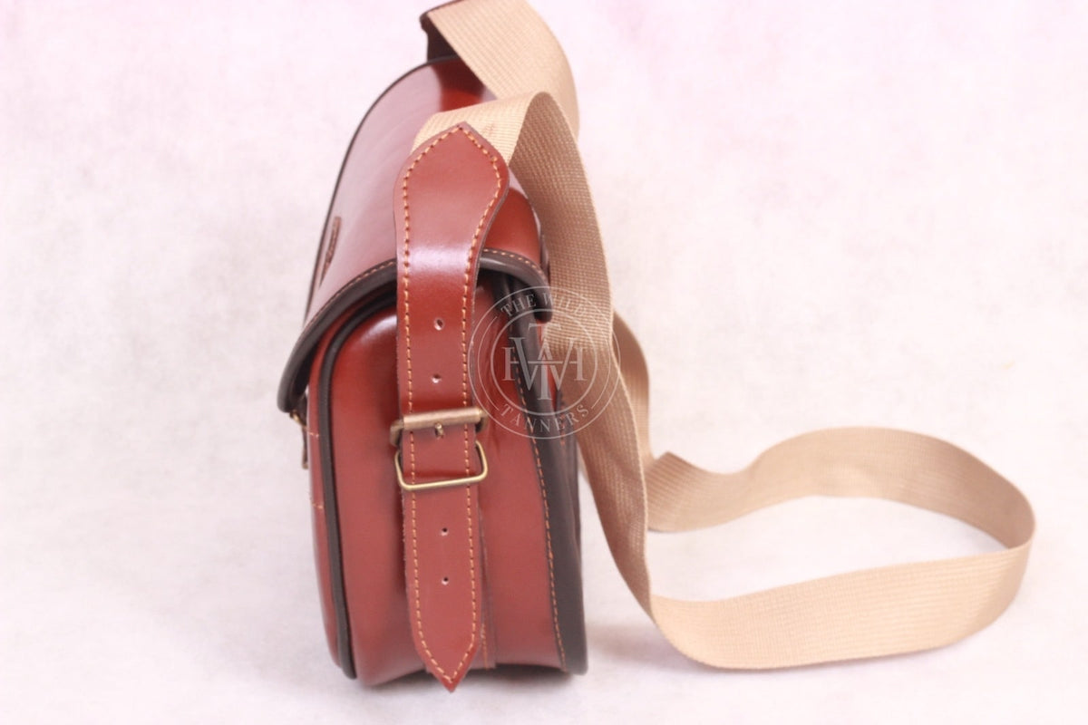 Genuine Leather Cartridge Bag with Black Piping, view 6