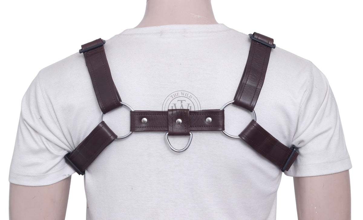 Leather Chest Harness For Mens With Front D-Ring, view 5