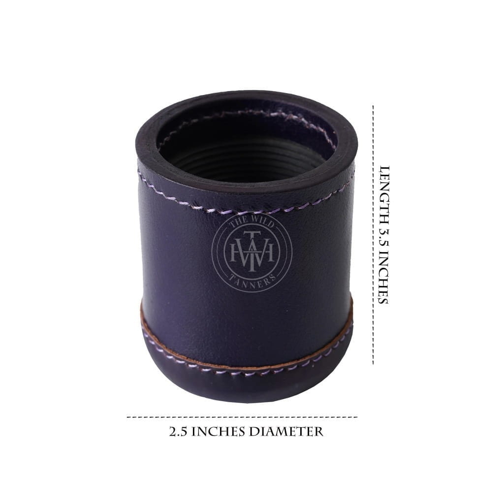 Ribbed Leather Backgammon Dice Cup Purple, view 5
