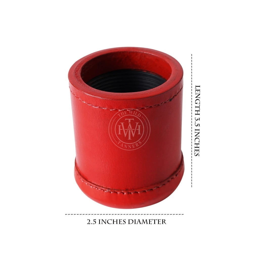 Ribbed Leather Dice Cup - Red, view 5