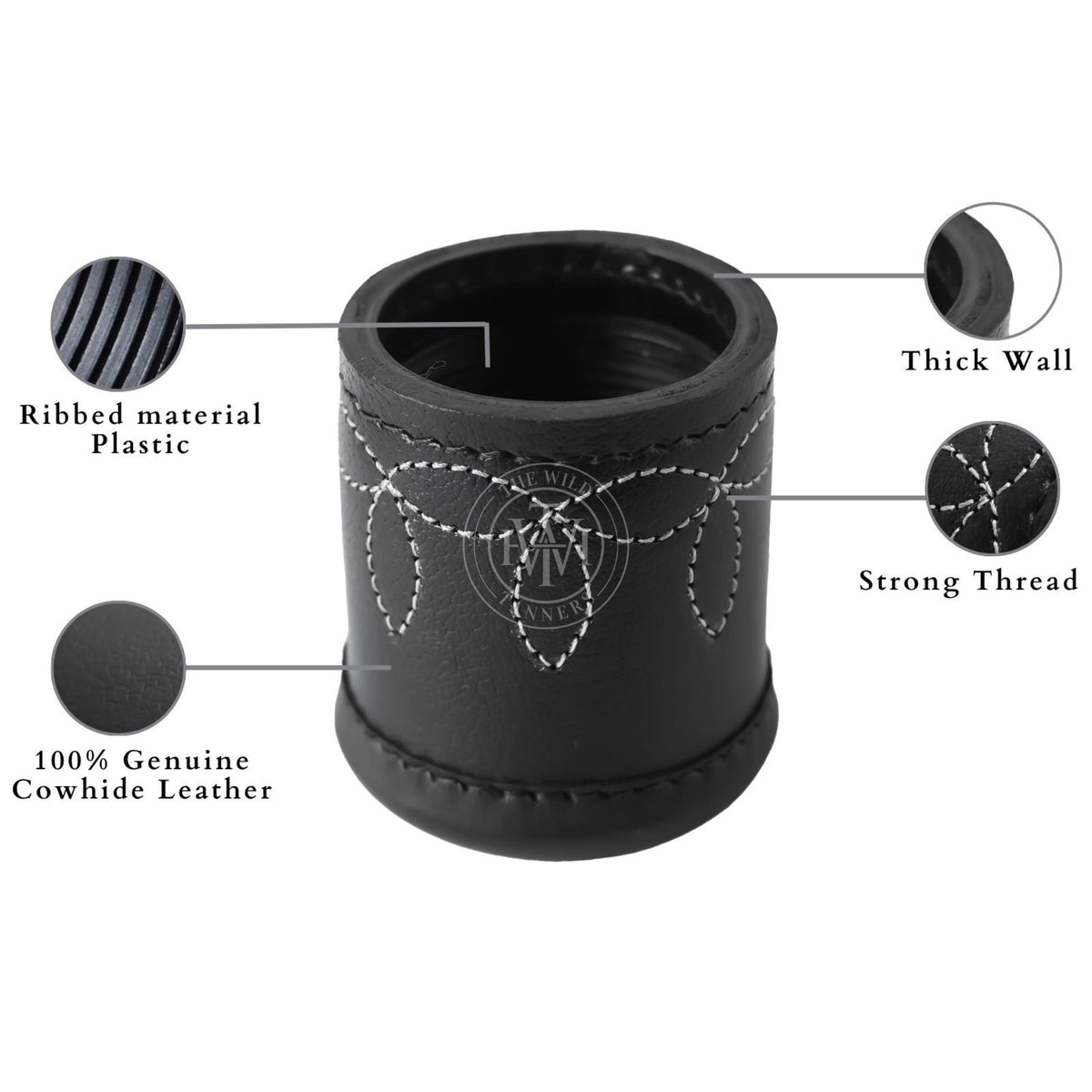 Genuine Leather Dice Cup - Black, view 6
