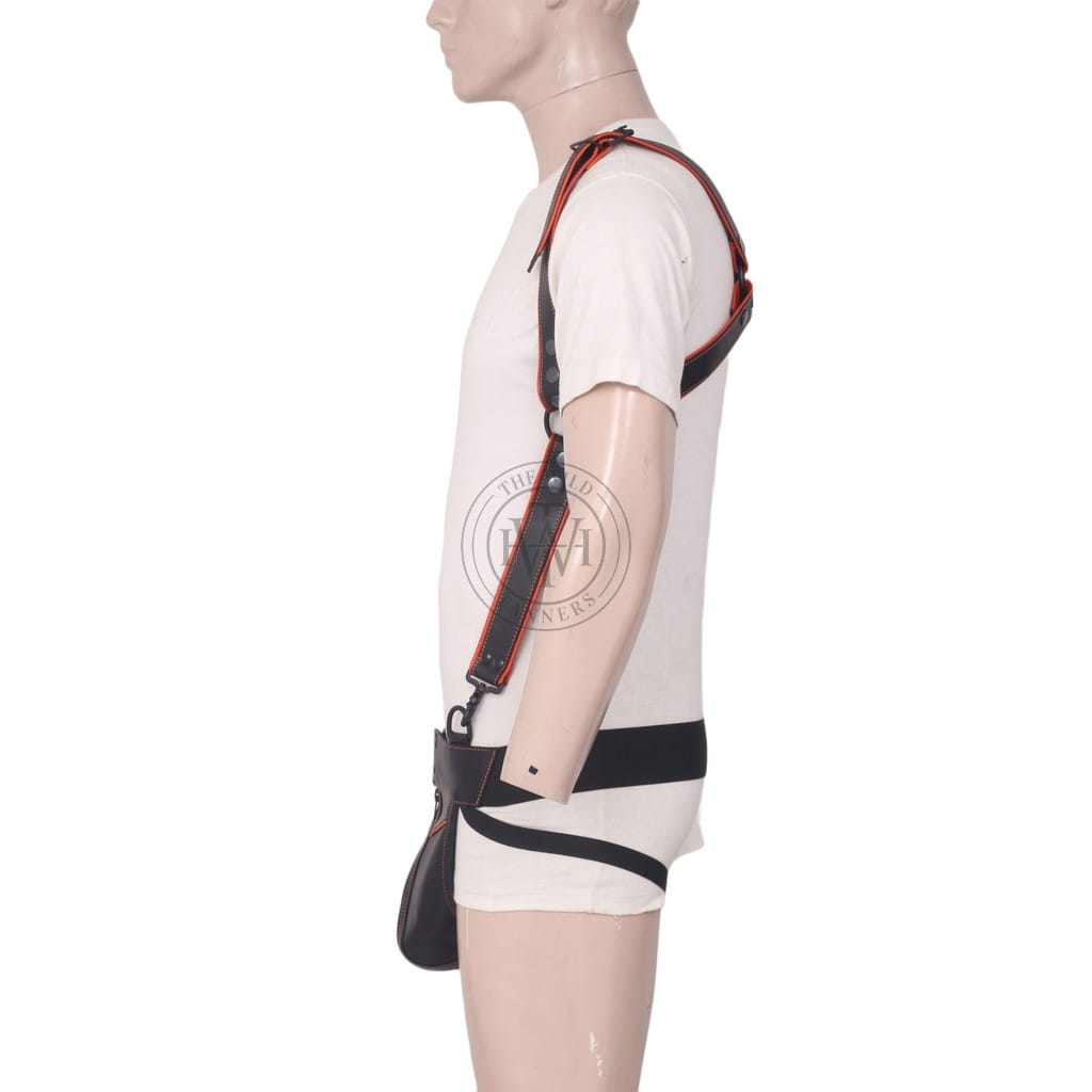 leather mens bondage harness with jockstrap