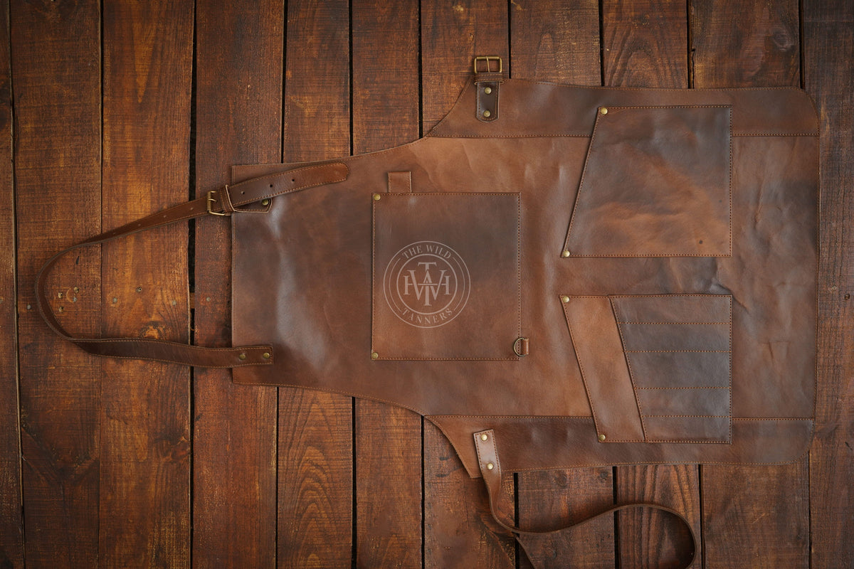 Genuine Mens Leather Apron with Pockets, view 5