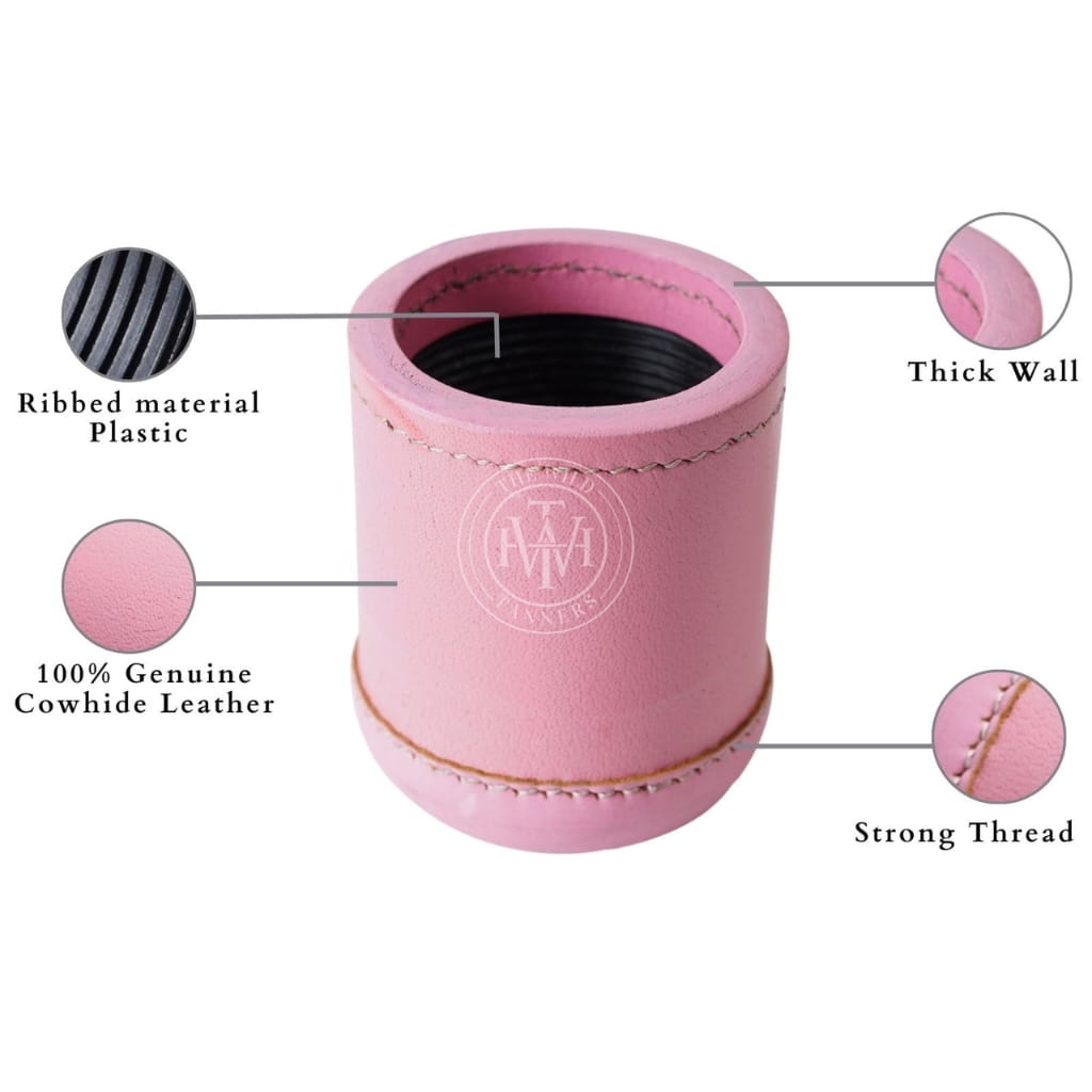 Ribbed Leather Liar's Dice Cup-Pink, view 5