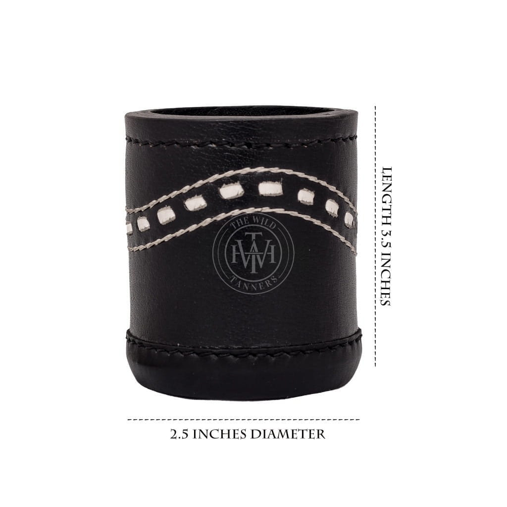 Leather Dice Cup Ribbed Interior - Black, view 5