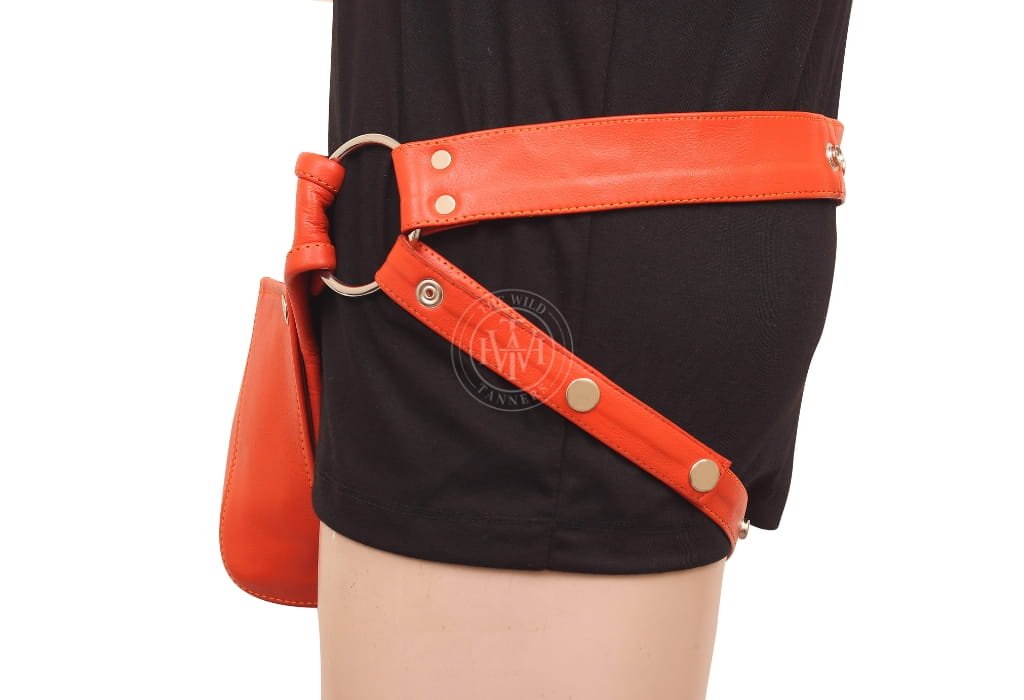 Orange Leather Jockstrap with Removable Cod-Piece, view 5
