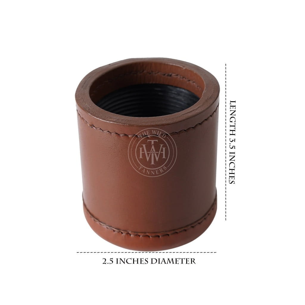 Leather dice cup with ribbed interior, view 5