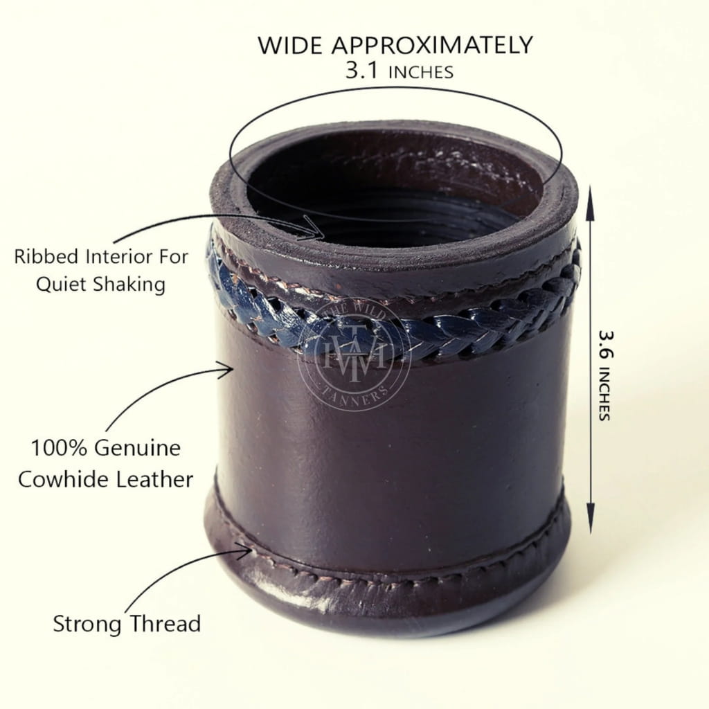 Genuine Ribbed Leather Dice Cups - Black, view 5