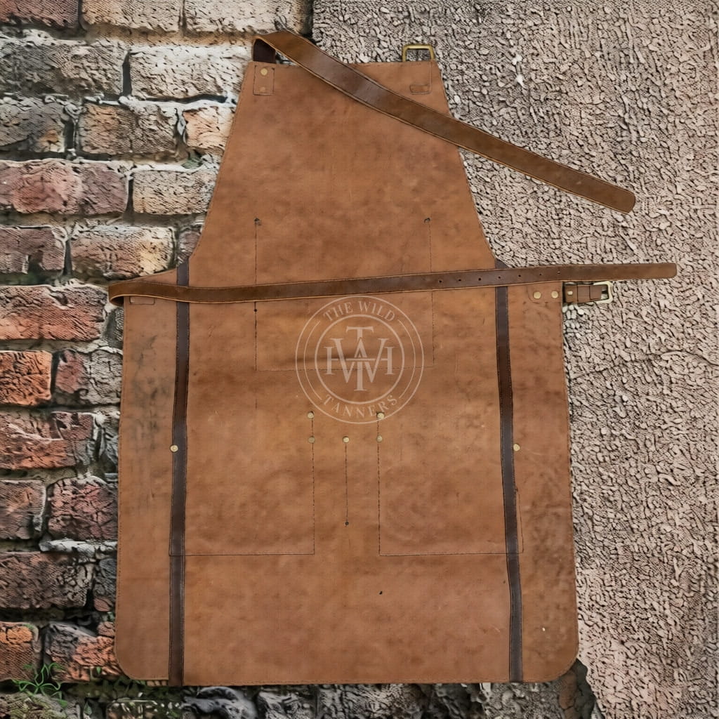 Genuine Leather Butcher Apron with Straps & Pockets, view 6