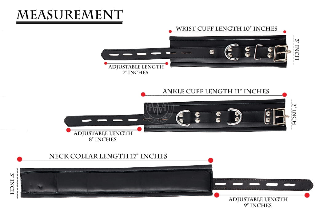 Leather bondage cuffs, BDSM cuffs, adjustable leather restraints, fetish cuffs, wrist and ankle cuffs