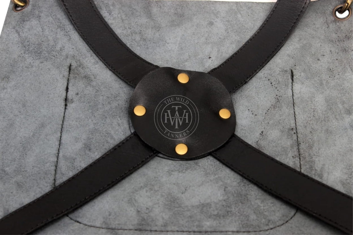 Full Grain Black Leather Chef Apron for Men, view 5