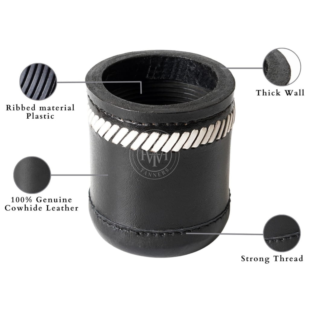 Genuine Leather Dice Cup With Ribbed Interior, view 5