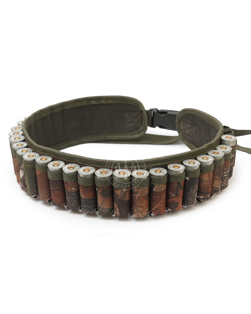 canvas cartridge belt, shotgun shell holder, camouflage cartridge belt, shotgun cartridge belt