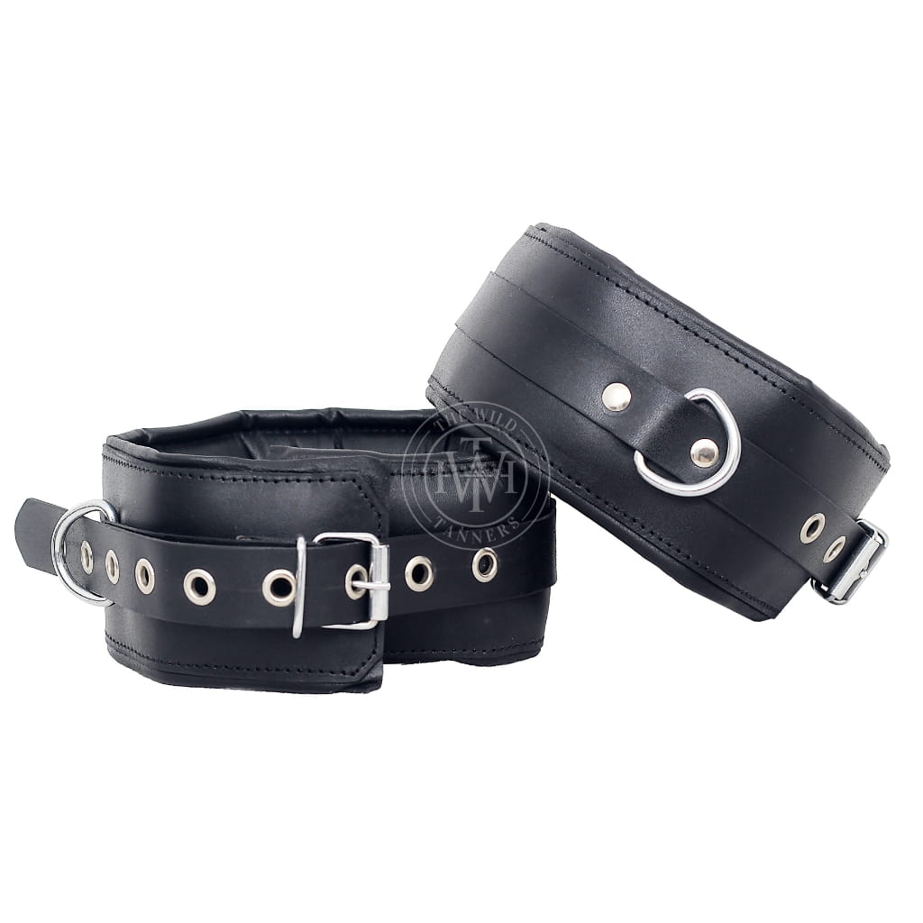 Unisex 7 Pcs Set Genuine Leather Bondage Handcuffs, view 5