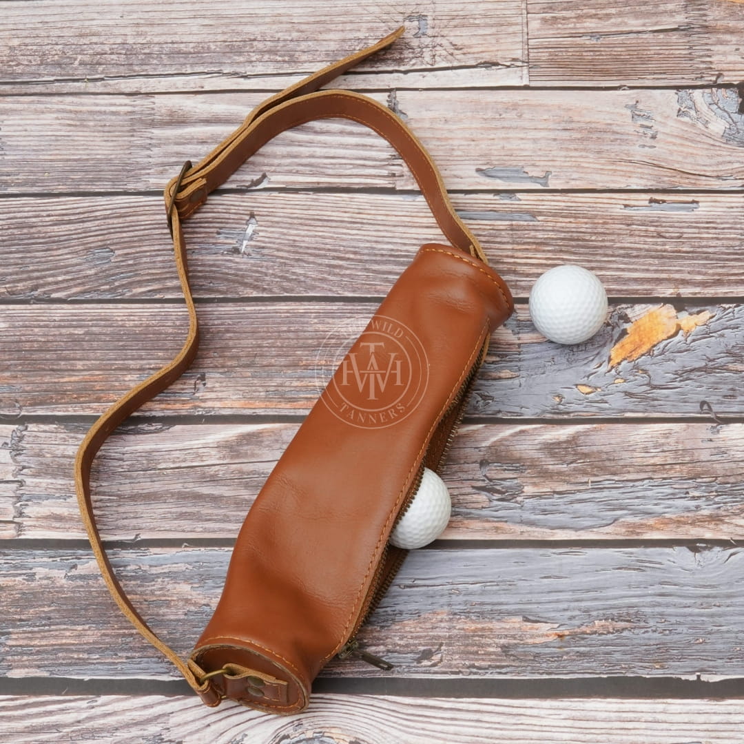 Classic Leather Golf Ball Pouch, view 5