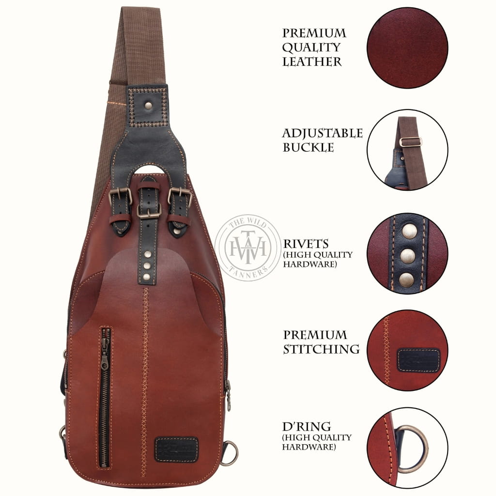 Genuine Mens Leather Sling Bag, view 5