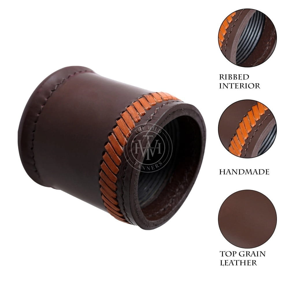 Genuine Leather Dice Cup with Ribbed Interior, view 5