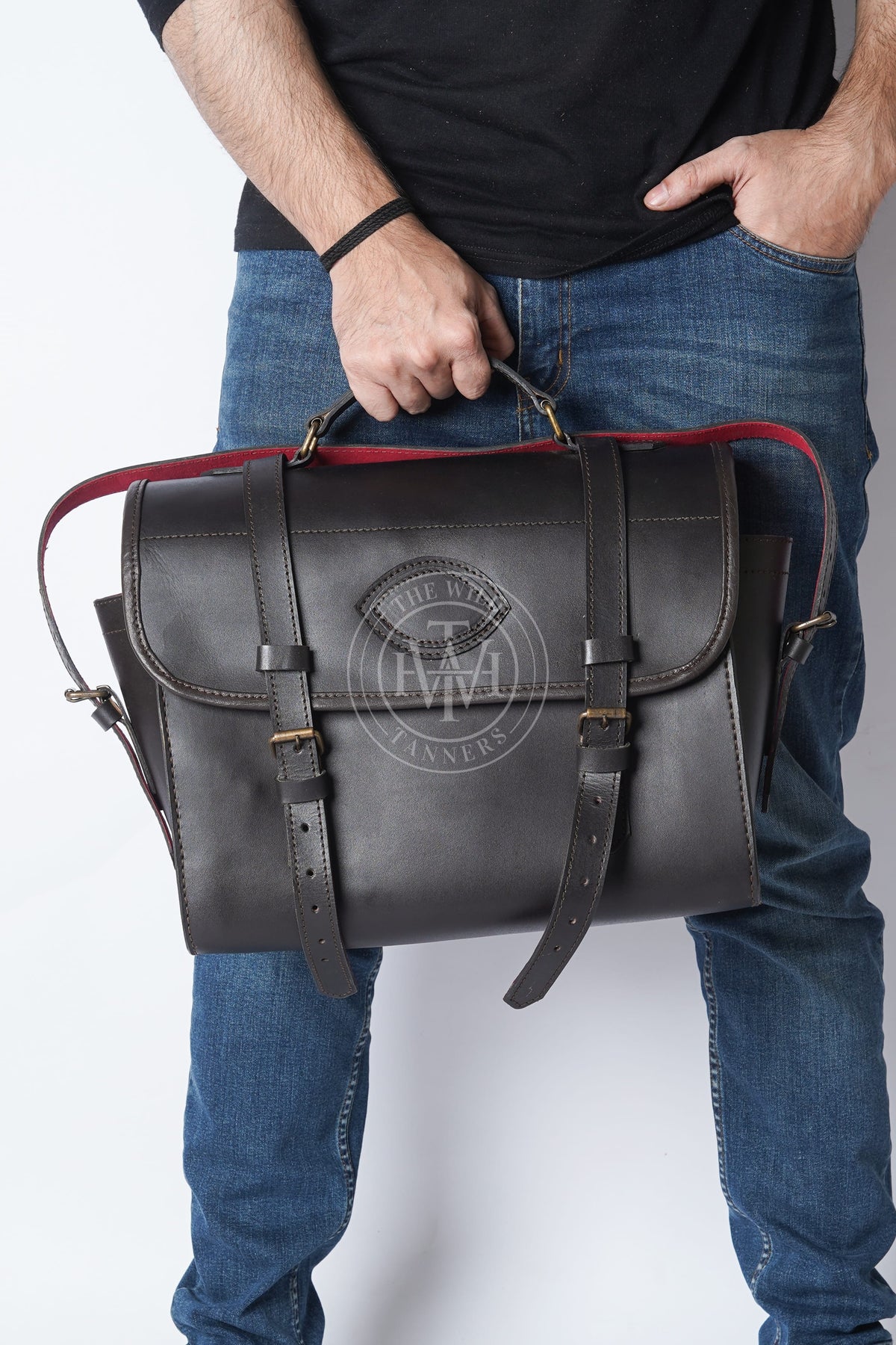 Distressed Leather Gun Cartridge Bag, view 2