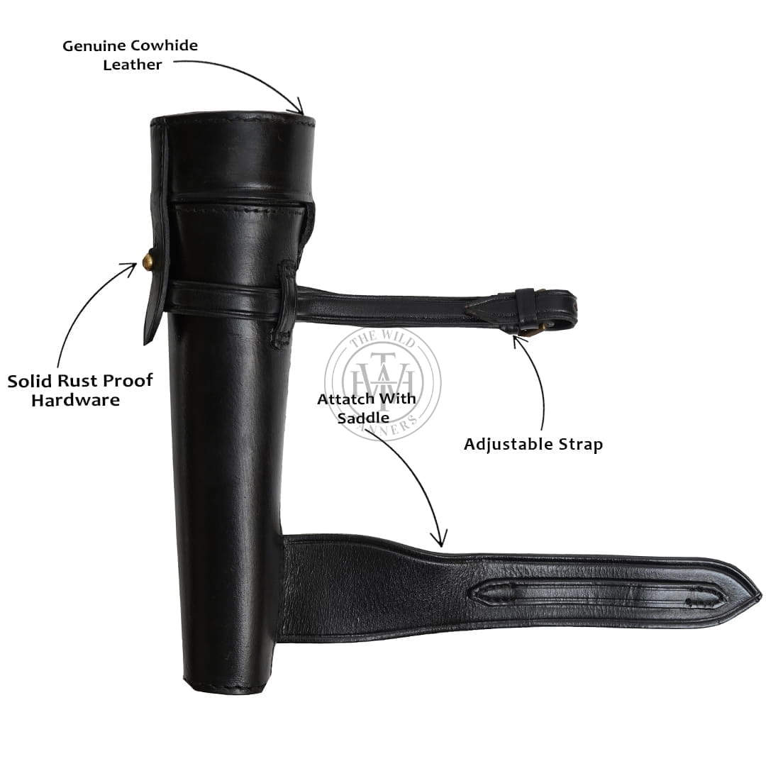 Fox Hunting Flask For Saddle with Black Leather Case, view 5