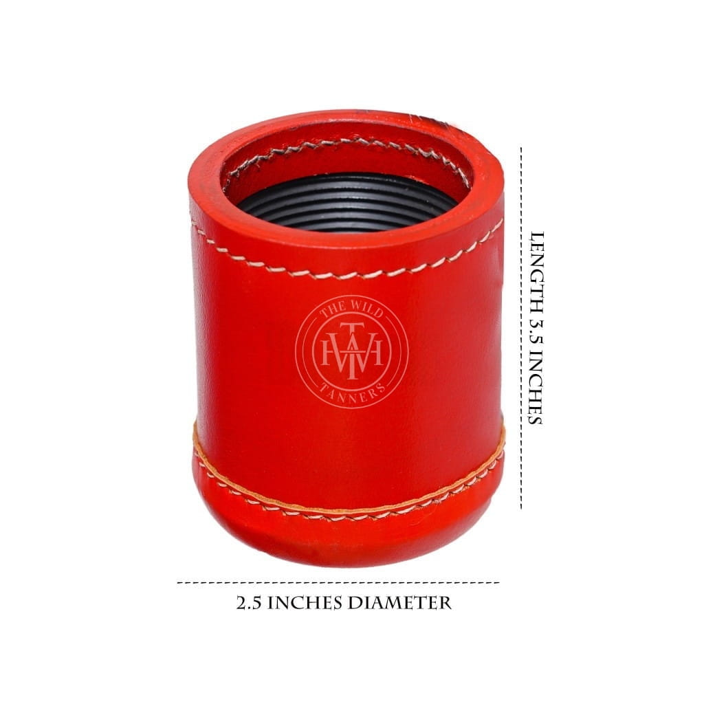 Leather Ribbed Dice Cup - Red, view 5