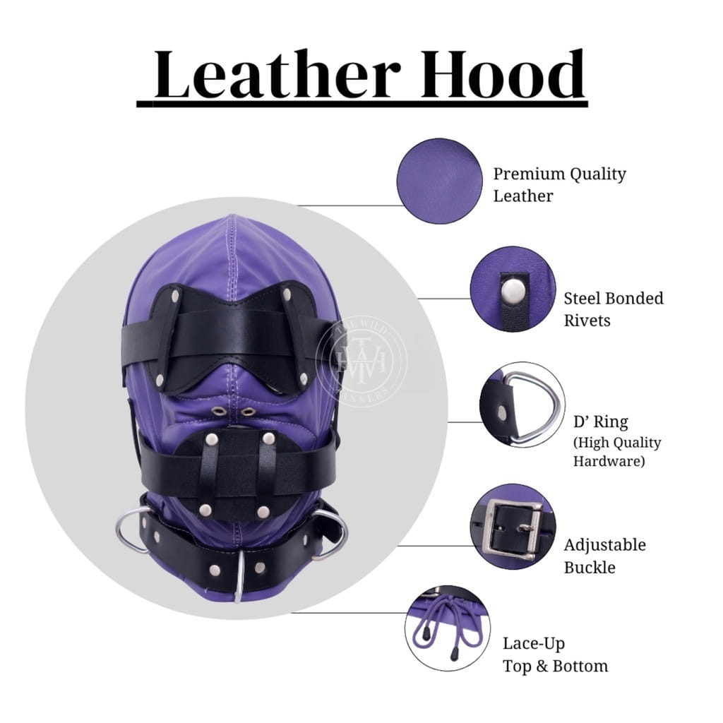 Leather BDSM Mask With Mouth Plug, view 6