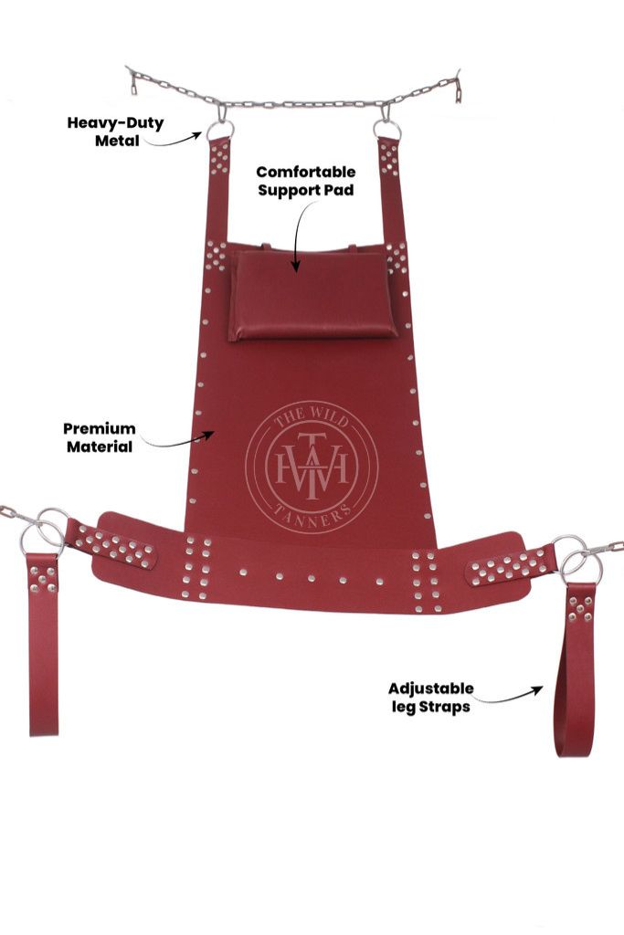 Brown Genuine Leather Bondage Sex Swing, view 10