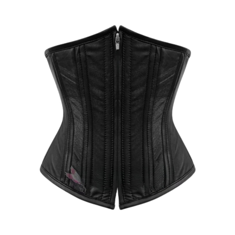 black leather underbust corset, underbust corset, leather corset, leather underbust corset
