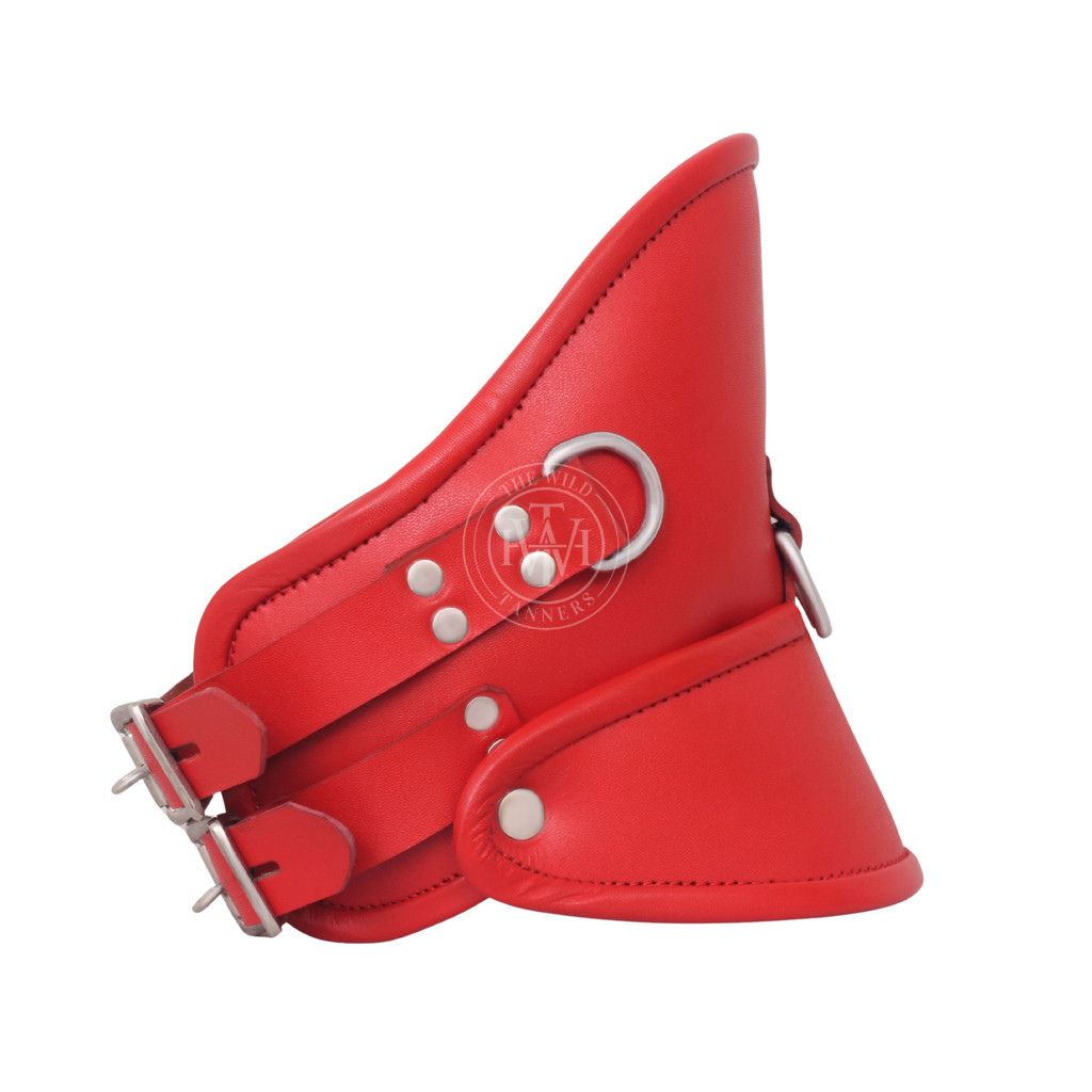 Red Leather Posture Collar With Locking Buckles, view 6