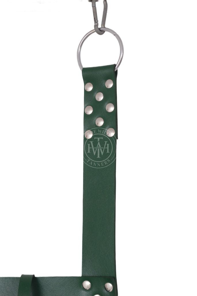 Dark Green Leather Sex Swing Bondage, view 6