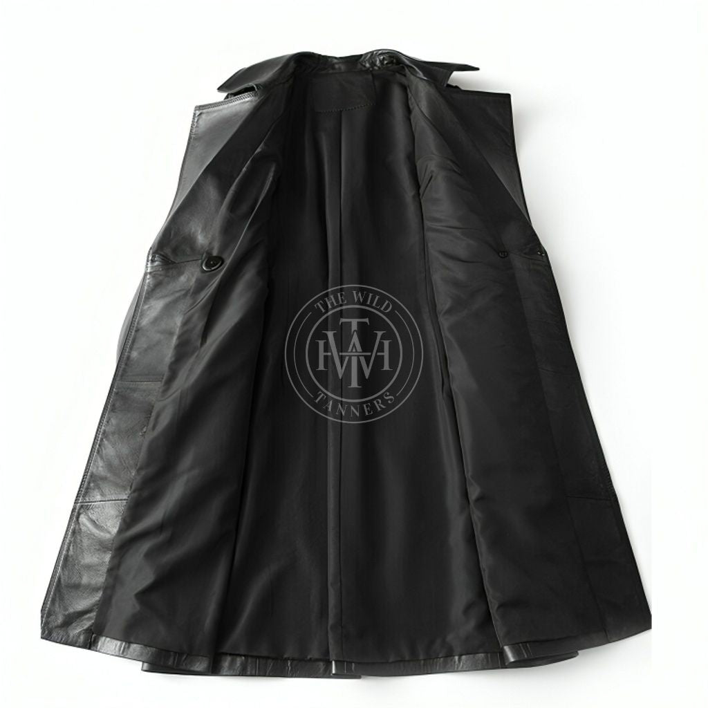 Genuine Leather Ladies Trench Coat, view 5