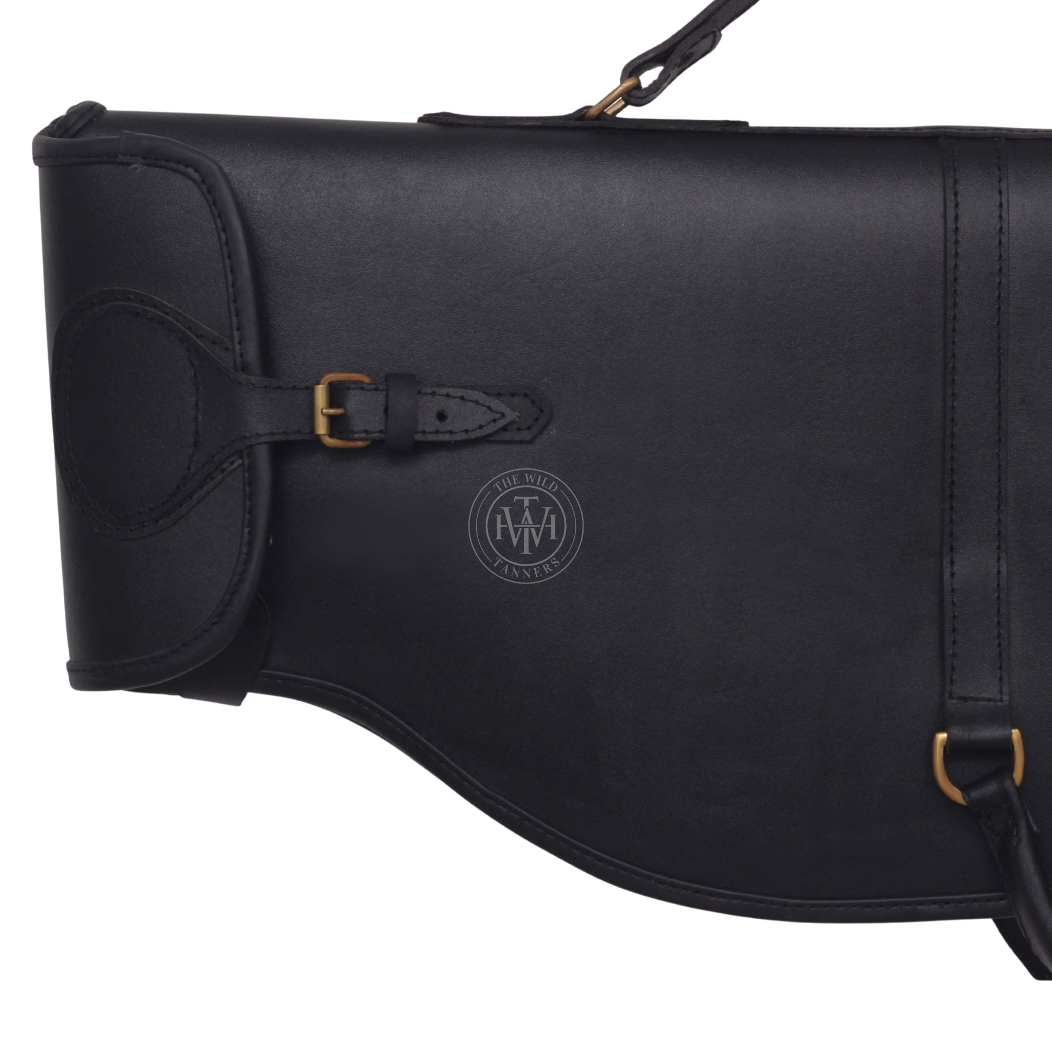 Black Leather Rifle Case, Leather Rifle Case with Flap Closure, Rifle Case with Buckle, Rifle Case with Buckle