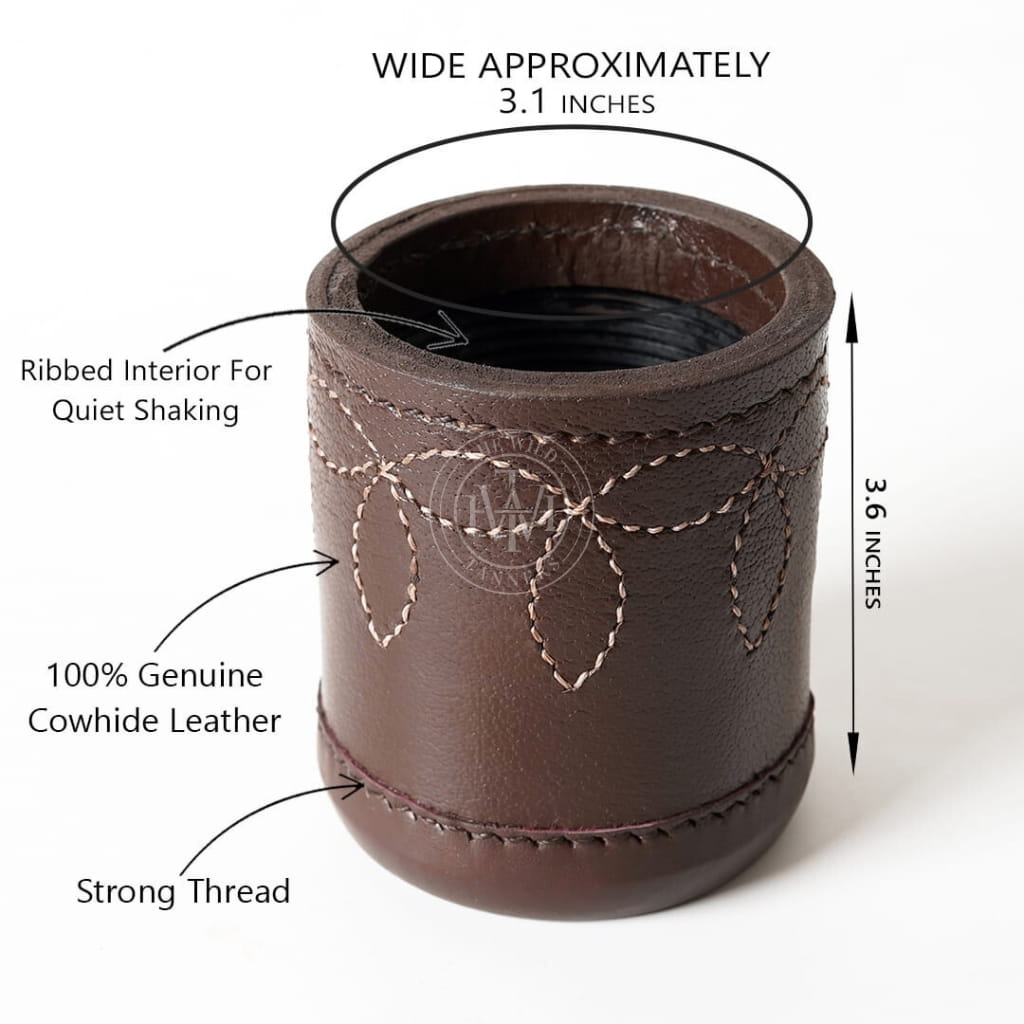 Brown Leather Dice Cup - Ribbed Interior, view 6