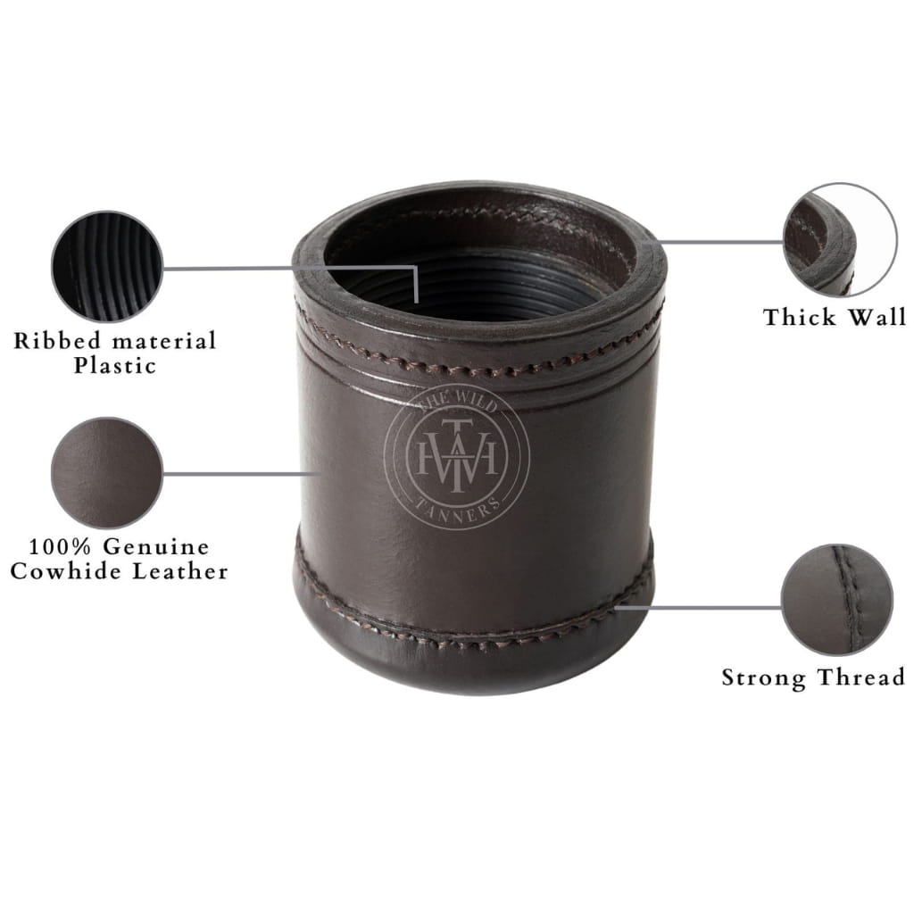 Vintage Leather Dice Cup - Ribbed Interior, view 6
