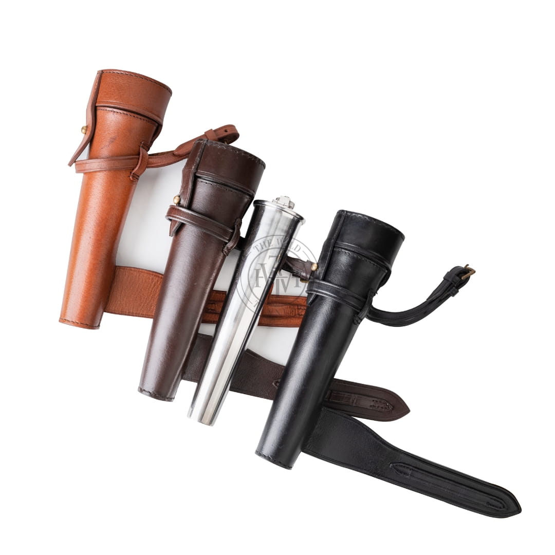 Fox Hunting Flask For Saddle with Black Leather Case, view 6