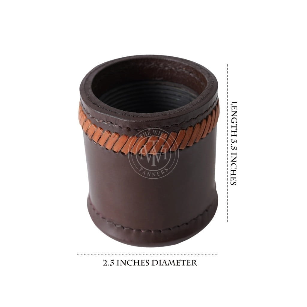Genuine Leather Dice Cup with Ribbed Interior, view 6