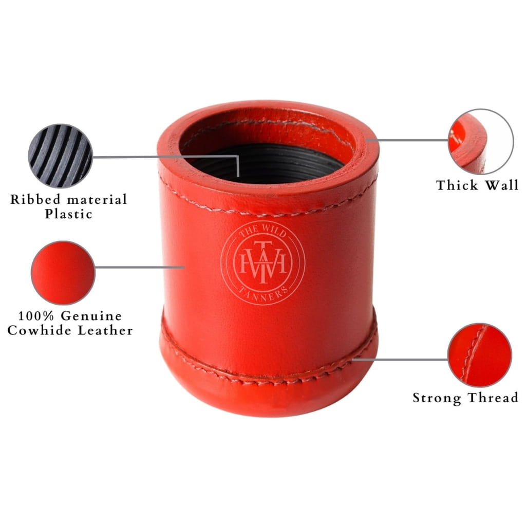 Leather Ribbed Dice Cup - Red, view 6