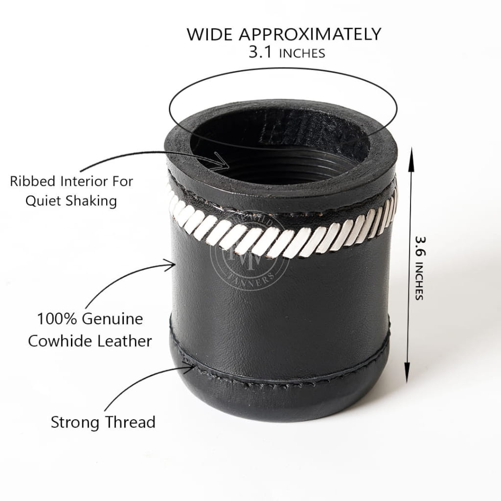Genuine Leather Dice Cup With Ribbed Interior, view 6