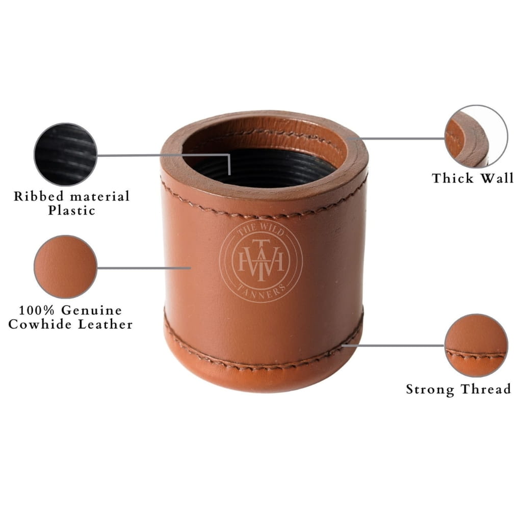 Leather dice cup with ribbed interior, view 6