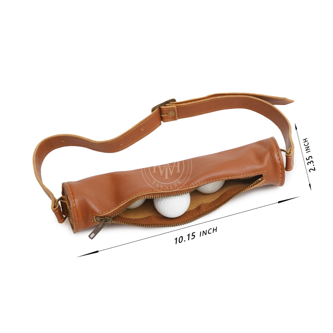Classic Leather Golf Ball Pouch, view 6
