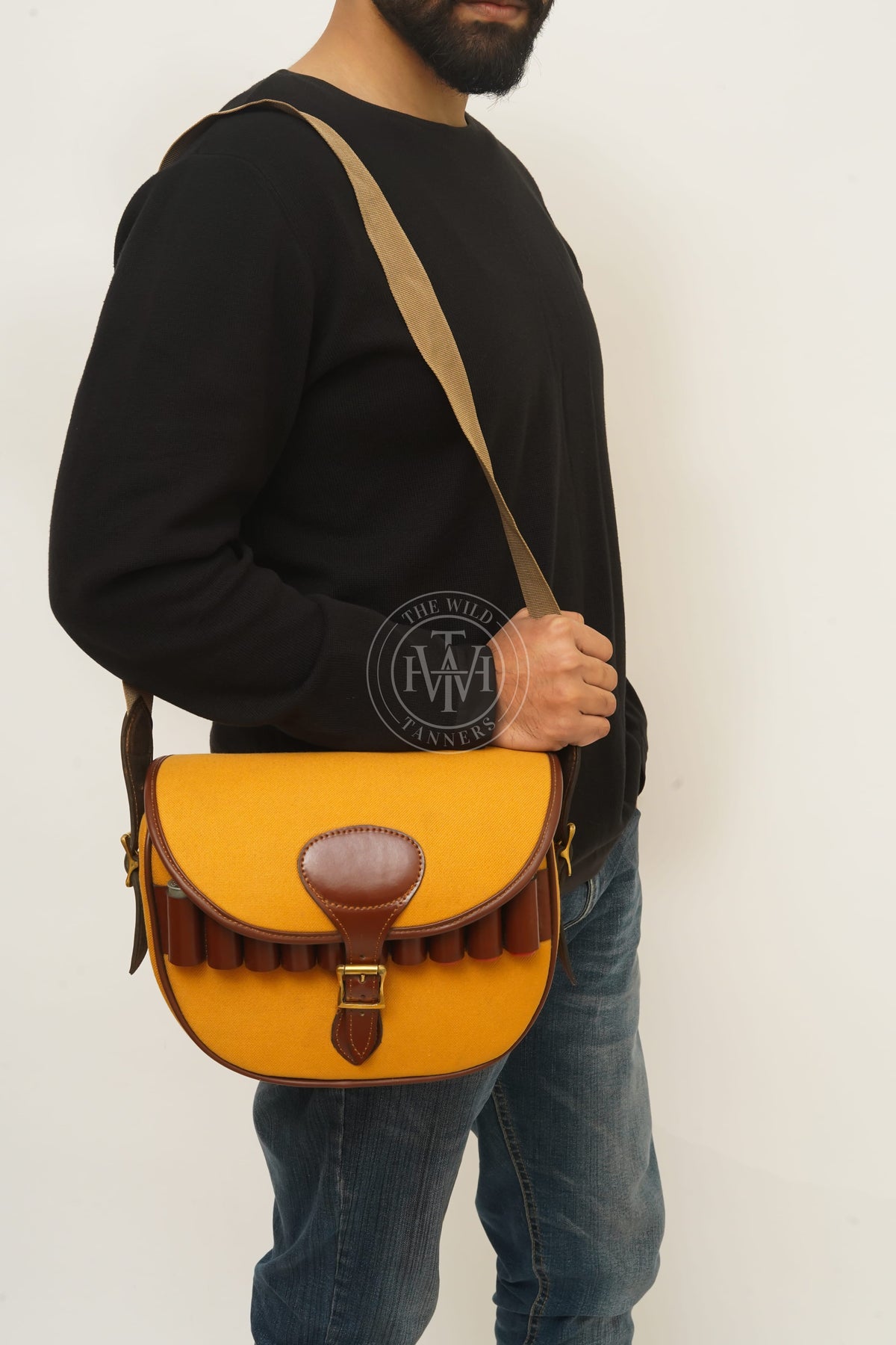 Canvas Leather Shotgun Cartridge Bag, view 3