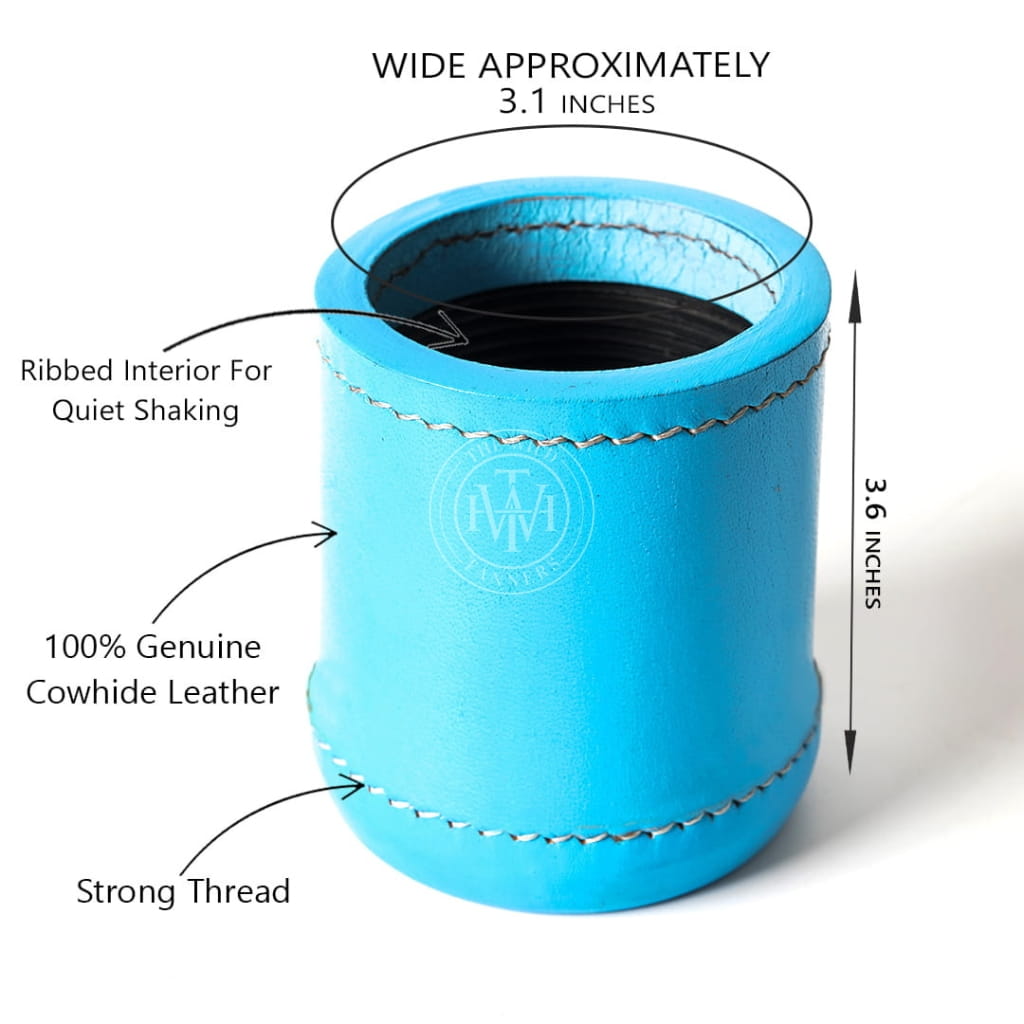 Blue Leather Ribbed Dice Cup, view 6
