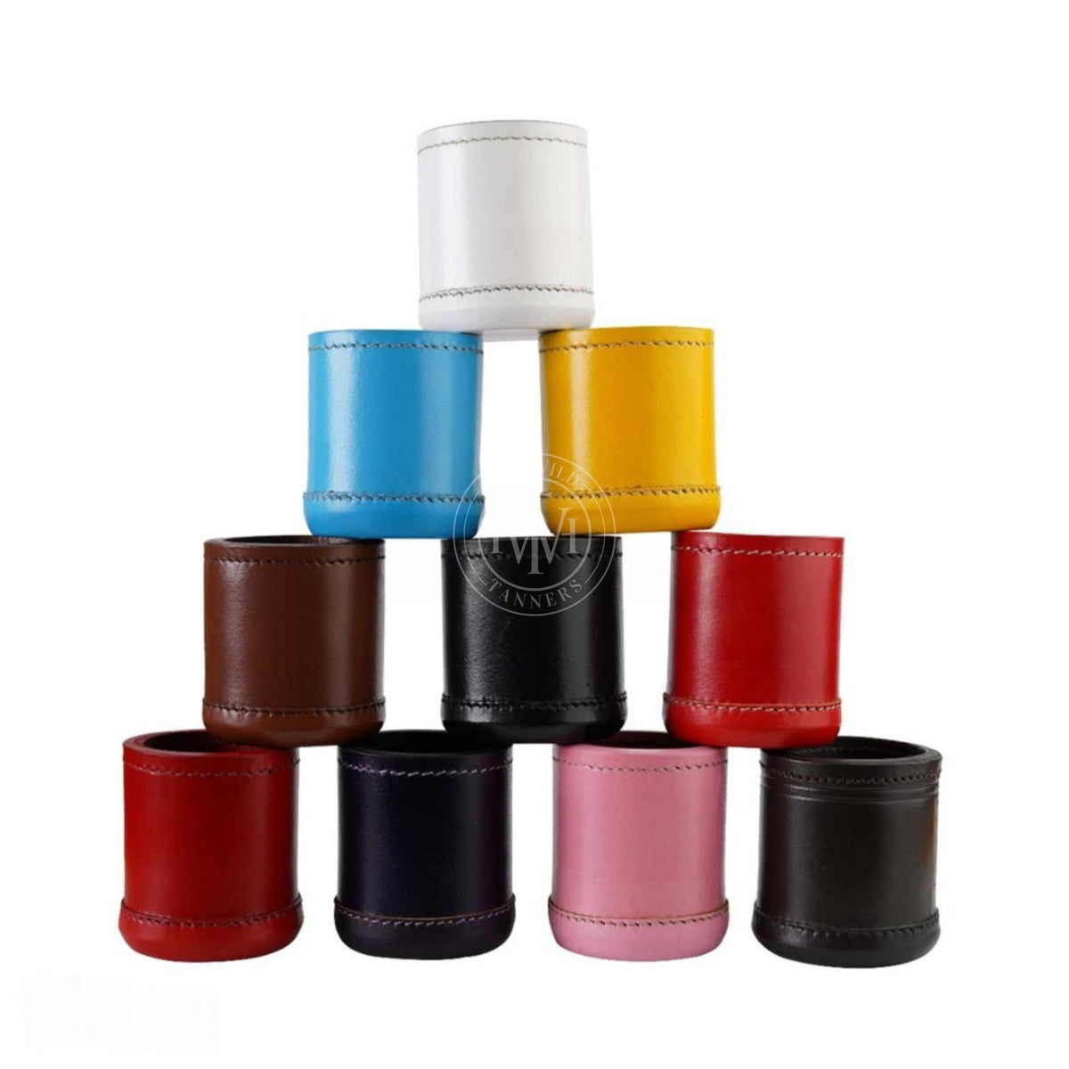 Leather dice cup with ribbed interior, view 7