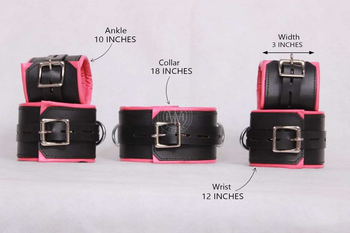5 Pcs Set of Leather Handcuffs Bondage Restraints, view 7