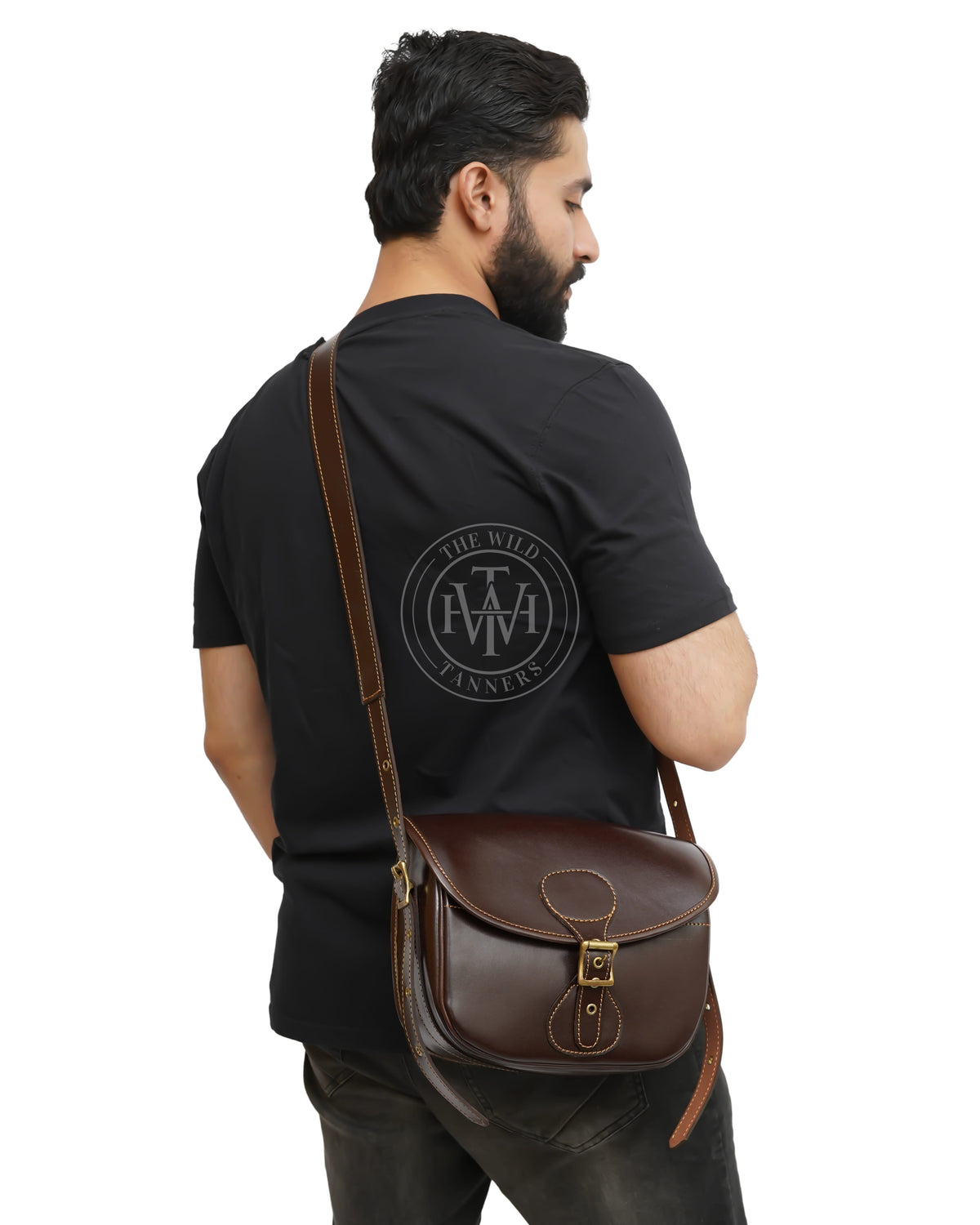 Genuine Brown Leather Cartridge Bag, view 5