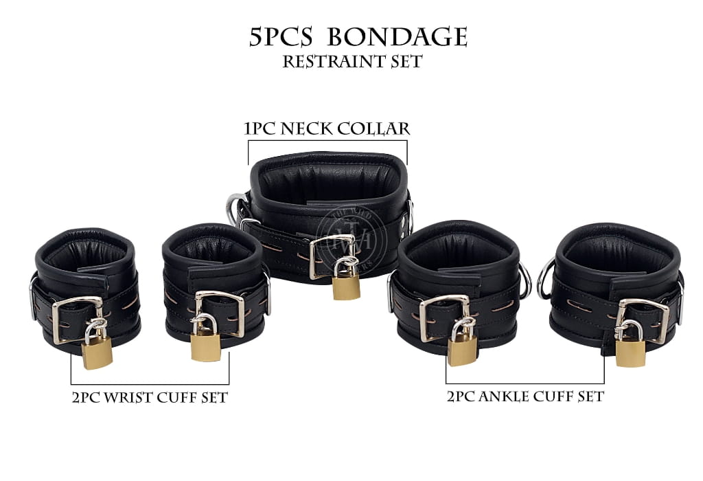 Leather bondage cuffs, BDSM cuffs, adjustable leather restraints, fetish cuffs, wrist and ankle cuffs