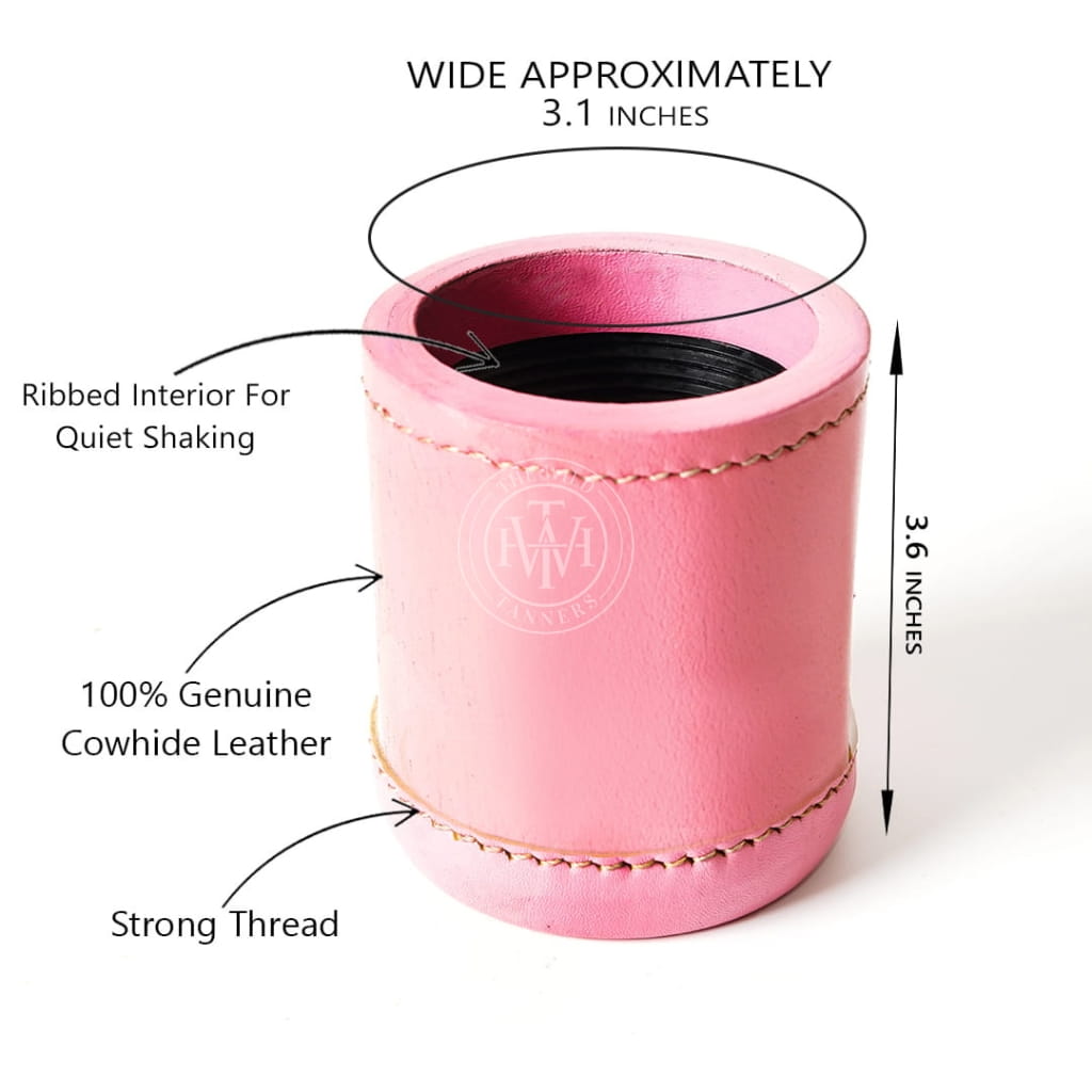 Ribbed Leather Liar's Dice Cup-Pink, view 6