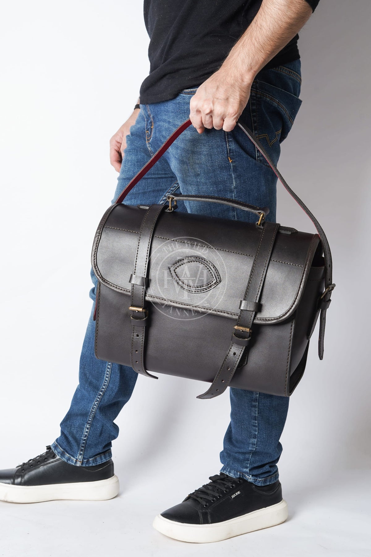 Distressed Leather Gun Cartridge Bag, view 3